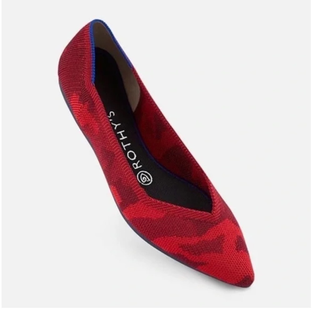Rothy's The Point Red Camo Pointed Toe Flats